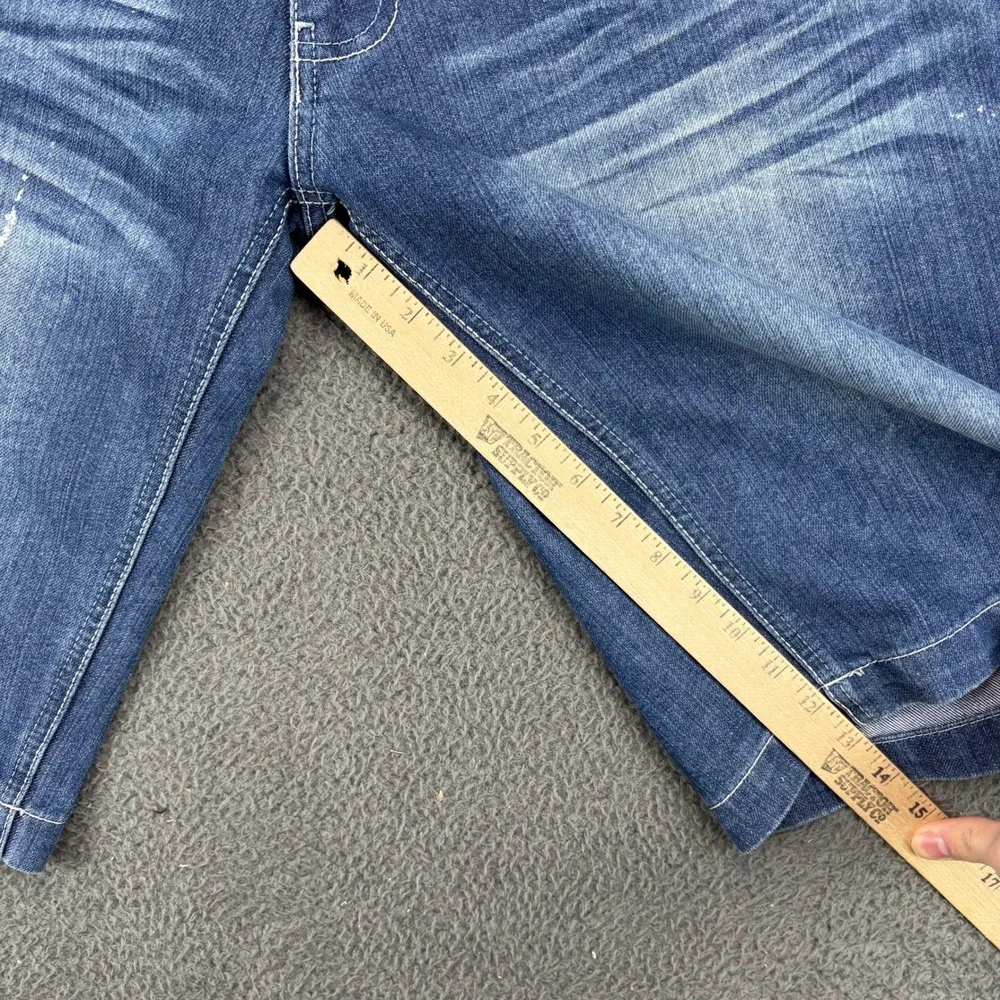 Zinzu Mens Size 32 Denim Shorts Blue Embroidered Baggy Y2K‎ Streetwear Jorts